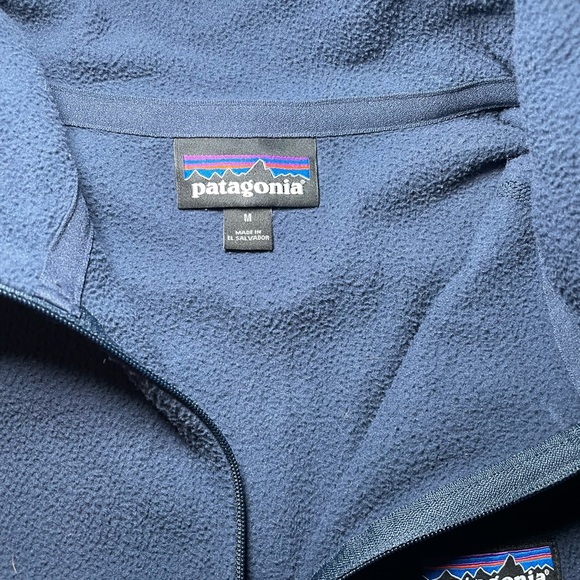 Patagonia Sweater Women Size Medium Navy Micro D Fleece 1/4 Quarter Zip Pullover - Picture 5 of 6